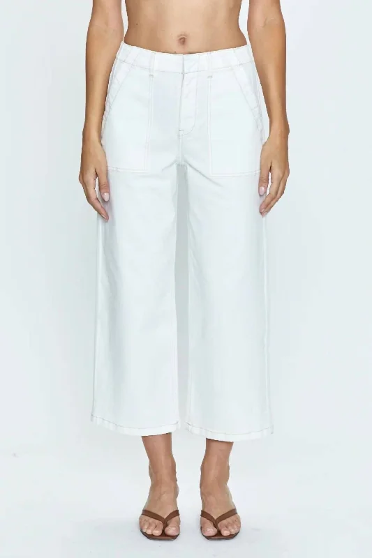 women's luxury pantsSophia Wide Leg Utility Ankle Pant In Le Blanc