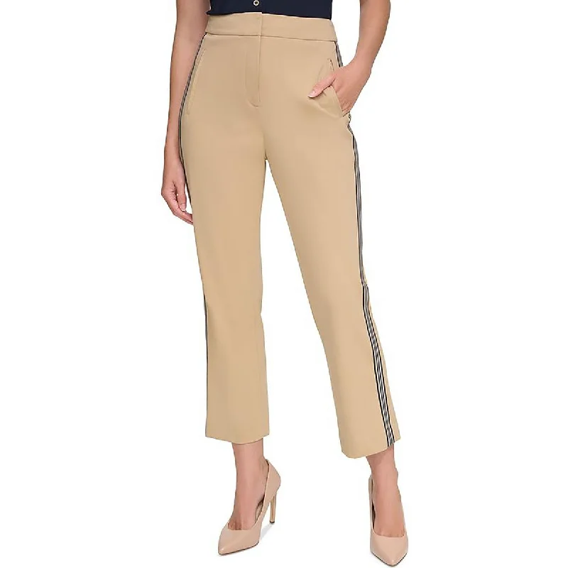 women's active pantsWomens Faux Front Pockets Pin Strip Down the side Ankle Pants