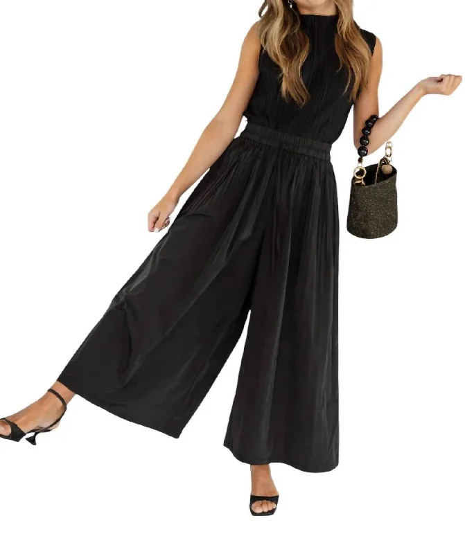 women's casual pantsTaffeta Palazzo Pants In Black