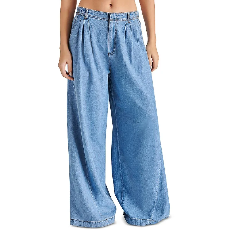 women's moisture-wicking pantsWomens Pleated Denim Wide Leg Pants