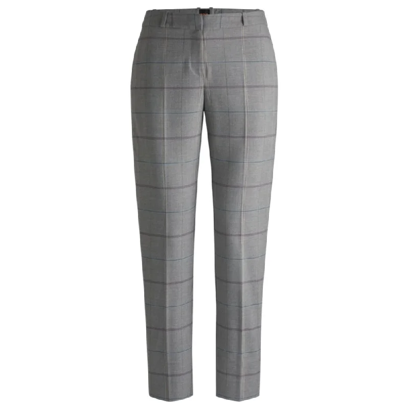 women's affordable pantsFormal trousers in checked stretch fabric