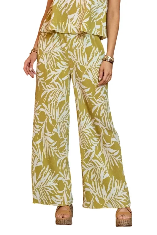 women's dress pantsLeaf Print Dress Pants In Kiwi