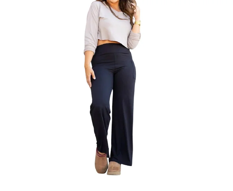 women's polyester pantsSerena Luxe Loungers With Pockets In Black