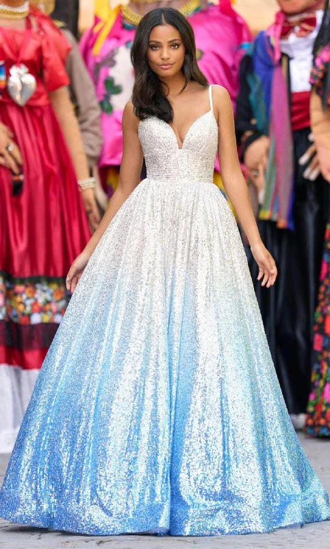 Formal Dress for Eco-Conscious EventsSherri Hill 55471 - Sequined Ball Gown