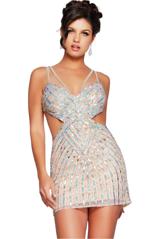 Formal Dress Rental ServicesJovani 400610 Short Cut Out Homecoming Dress Cocktail Beaded Sequin Formal Gown