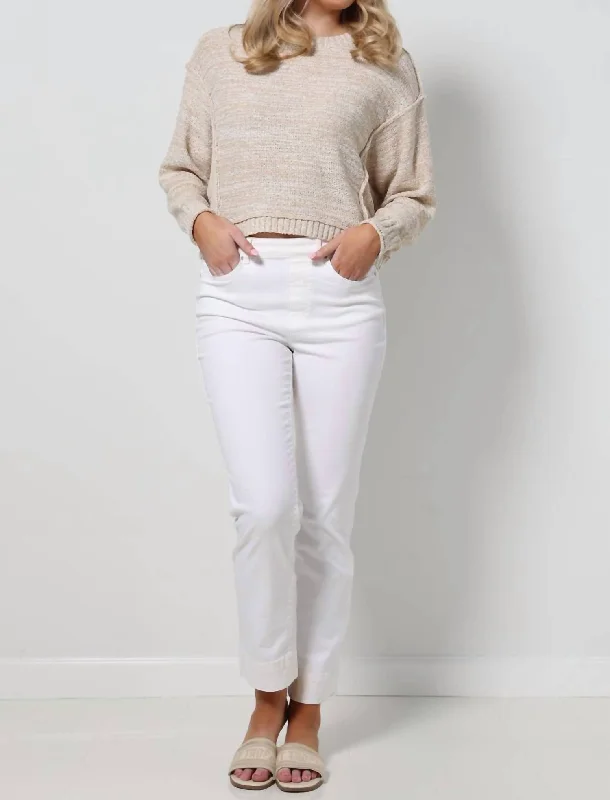 women's bell-bottom pants5 Pocket Pull On Pant In Cream