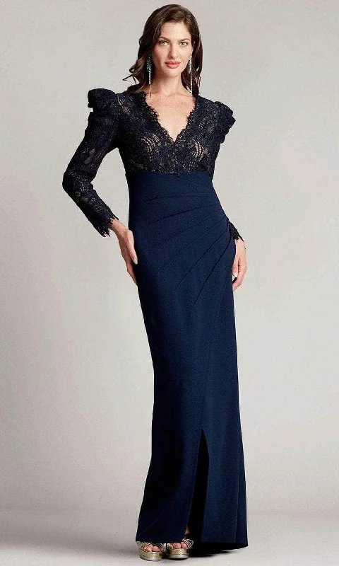 Formal Dress for WeddingsTadashi Shoji BTF21173LX - Long Sleeve V-neck Long Gown