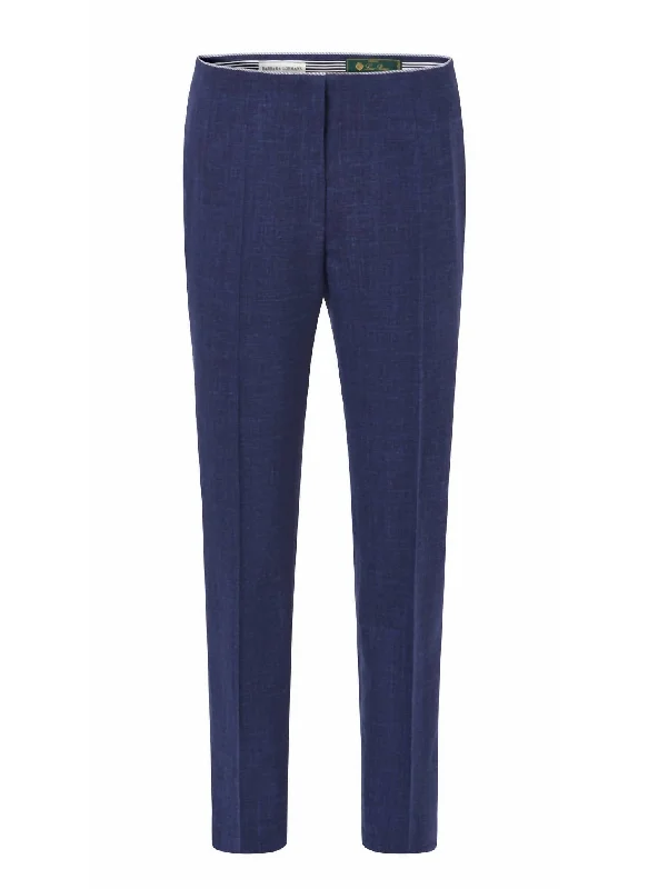 women's elastic waist pantsLoreen Slim Zip Front Trouser In Navy