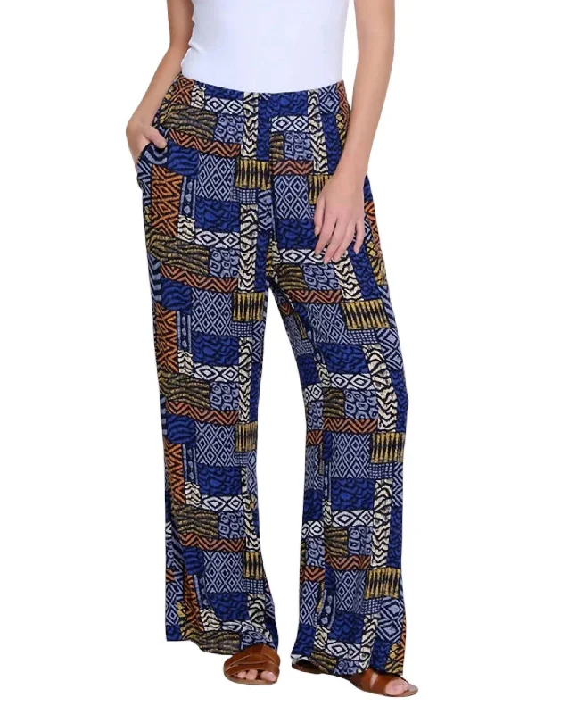 women's sweatpantsShirred Waist Wide Leg Pant In Multi