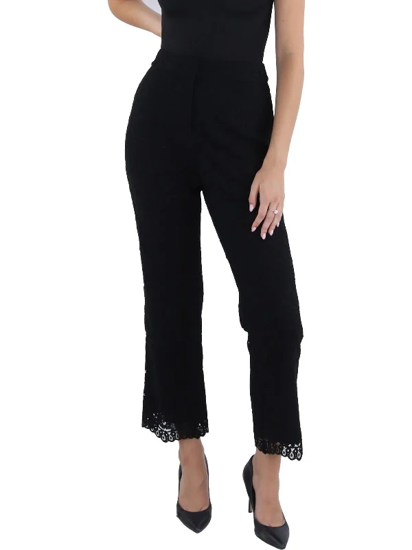 women's short pantsDara Womens Lace High Rise Flared Pants