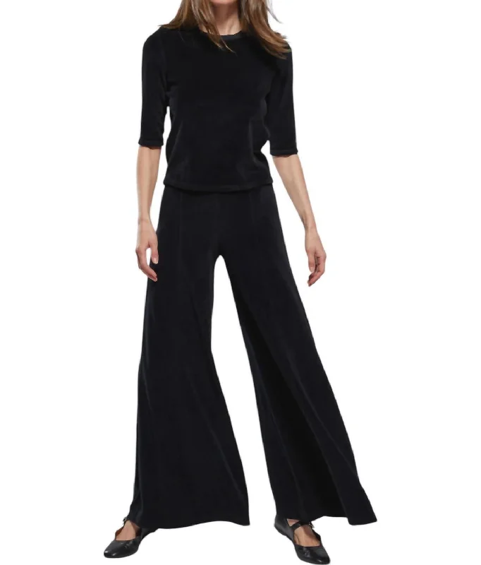 women's zipper pantsMegalo Palazzo Pants In Black