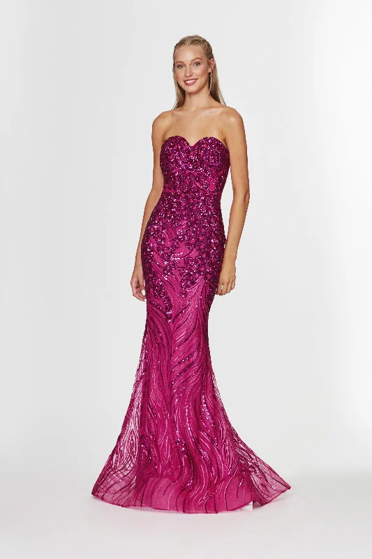 Formal Dress for Science AwardsAngela & Alison - Strapless Sweetheart Sequined Long Gown 91056SC