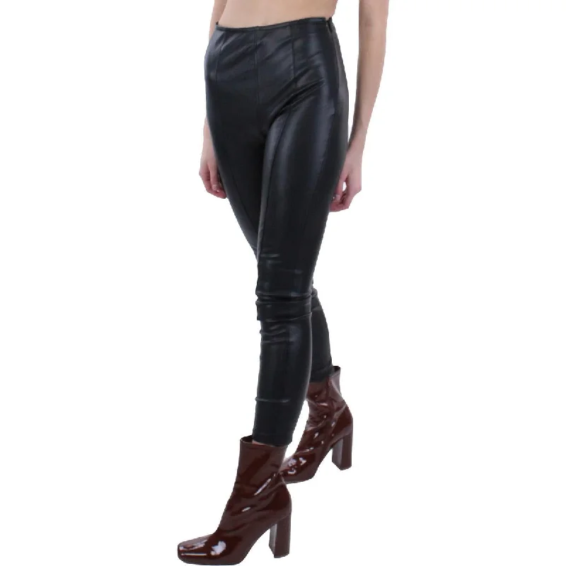 women's vintage pantsWomens Faux Leather High Waist Skinny Pants