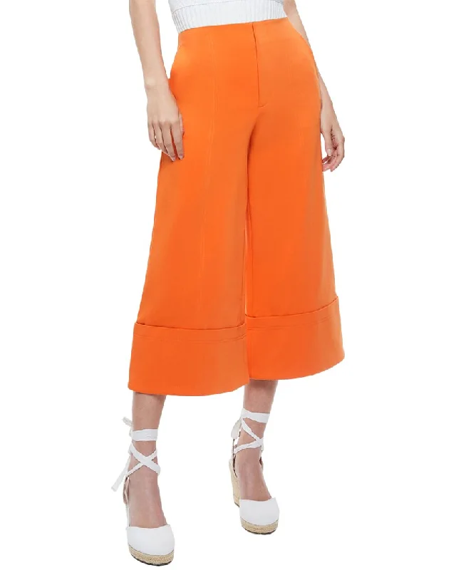 women's solid-color pantsalice + olivia Andra High-Rise Wide Leg Cropped Cuff Pant