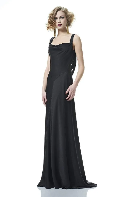 Formal Dress for Art GalleriesTheia - 882855SC Sleeveless Draped Cowl Satin A-Line Gown