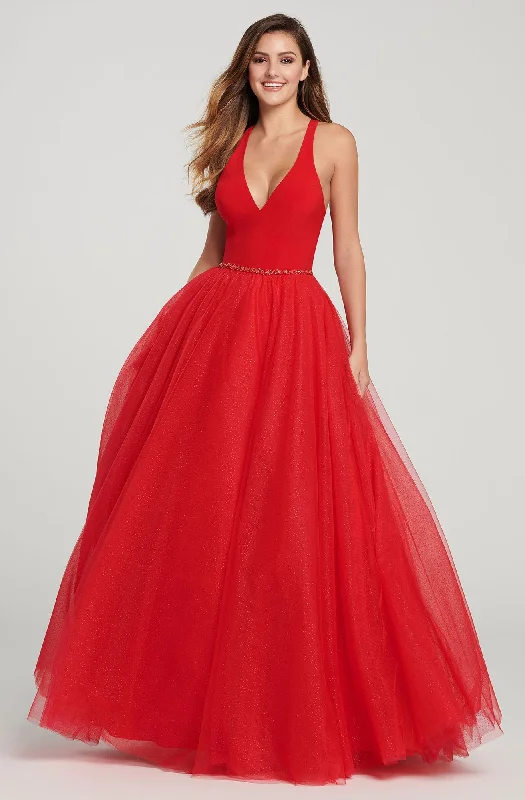 Formal Dress for Church WeddingsEllie Wilde - EW119090SC Racerback Cutout Glitter Tulle Ballgown