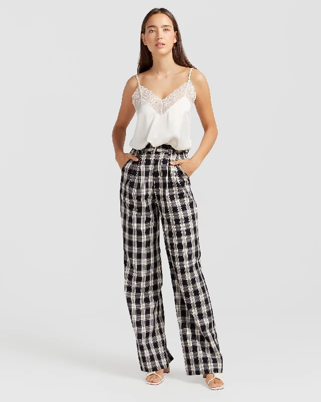 women's sustainable pantsDominoes Wide Leg Check Pant