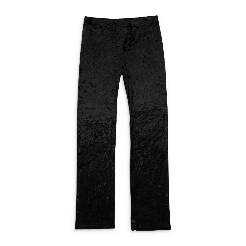 women's elegant pantsCALLIPYGIAN CRUSHED VELVET BLACK WOMEN'S STRAIGHT PANTS