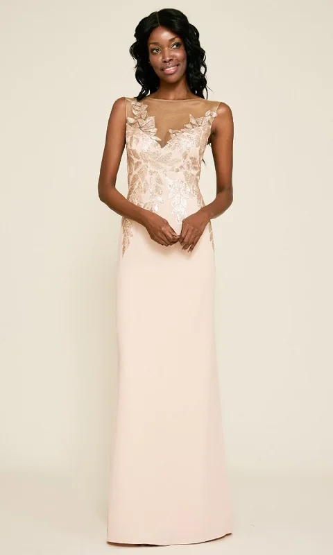 Formal Dress for Runway ShowsTadashi Shoji - Illusion Shimmer Applique Sheath Gown BJX19573LXSC