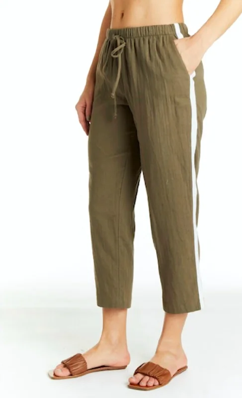 women's slim-fit pantsPaula Side Stripe Crop Pant In Olive