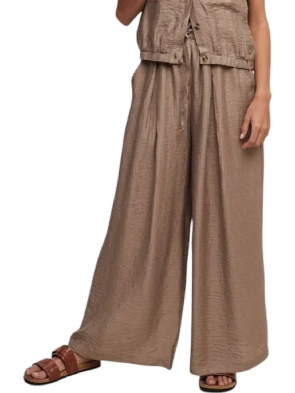 women's convertible pantsPleated Wide Leg Pants In Khaki