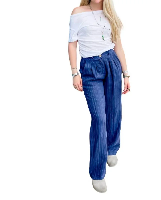 women's sweatpantsPinstripe Linen Trouser In Navy