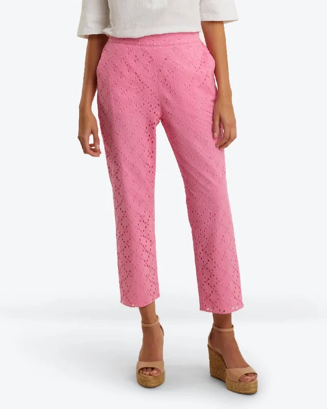 women's straight-leg pantsEyelet Pants In Sachet Pink Eyelet