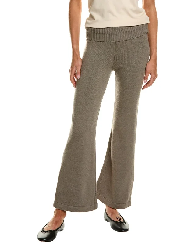 women's low-rise pantsVintage Havana Slim Fit Knit Fold-Over Flare Pant