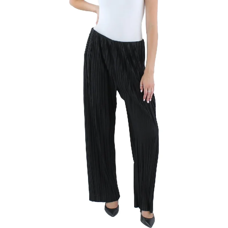 women's velvet pantsWomens Pleated Textured Wide Leg Pants