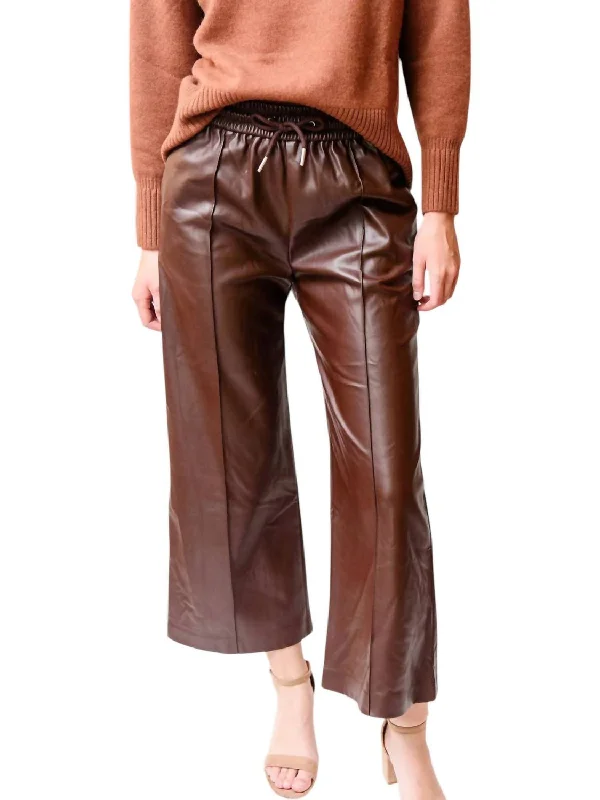 women's silk pantsFaux Leather Pants In Chocolate