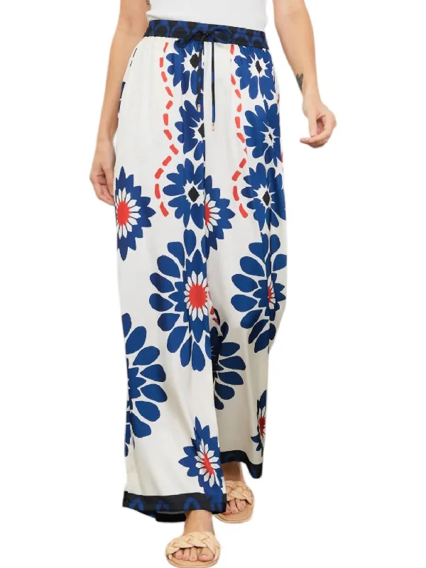 women's retro pantsWide Leg Pants In Ivory/navy