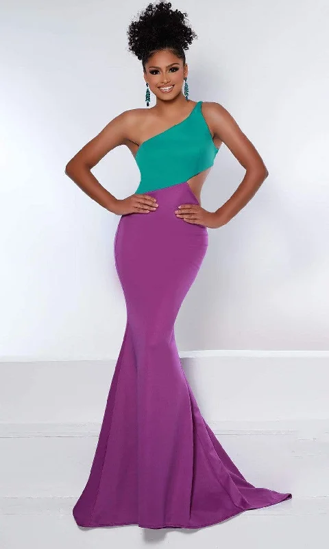 Formal Dress for Indoor WeddingsJohnathan Kayne - 2402 Two-Tone One-Shoulder Gown