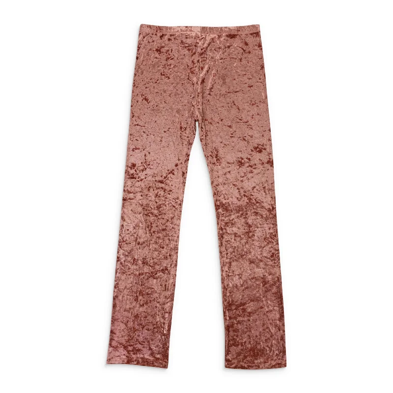 women's adventure pantsCALLIPYGIAN CRUSHED VELVET DUSTY PINK WOMEN'S STRAIGHT PANTS