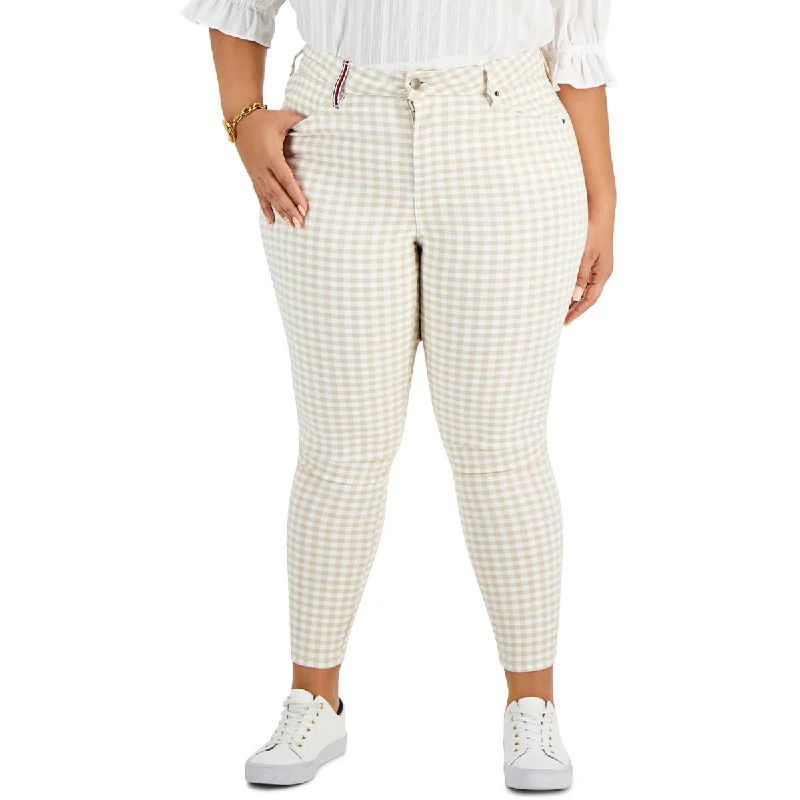 women's striped pantsPlus Gingham Womens Checkered Ankle High-Waist Pants