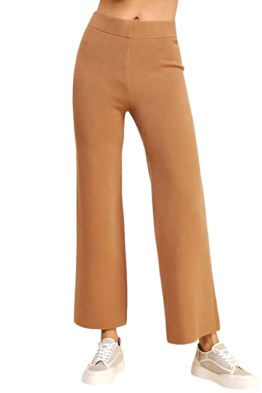 women's ripped pantsStraight Leg Sweater Pants In Camel