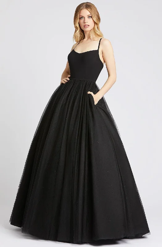 Formal Dress for Formal DinnersIeena Duggal - Plunged Back Glitter Tulle Ballgown 26226ISC