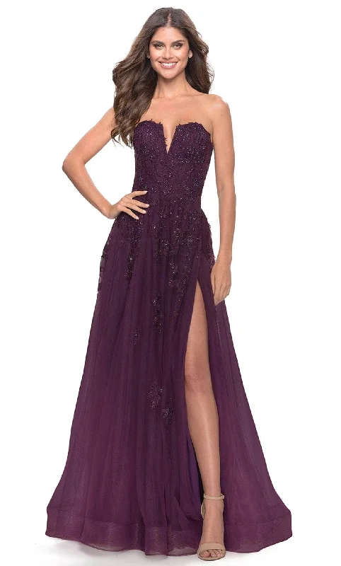 Formal Dress for Vintage ThemesLa Femme 31345 - Applique Tulle Gown