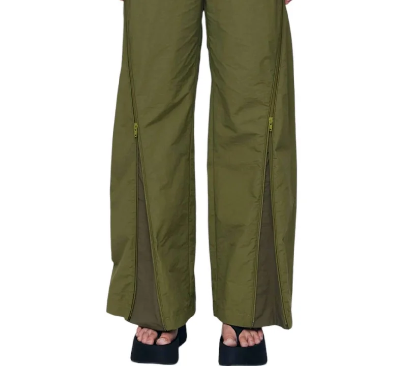 women's denim pantsZipper Track Pants In Khaki