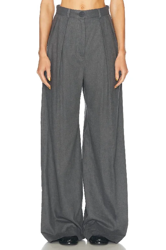 women's floral pantsButton Pleated Trouser In Charcoal Flannel