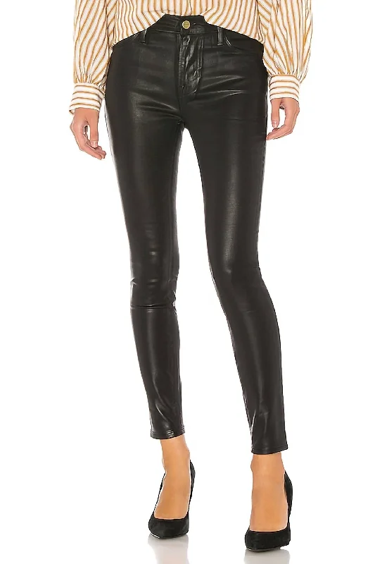 women's skinny pantsWomen's Le High Skinny Coated Denim Pants In Black