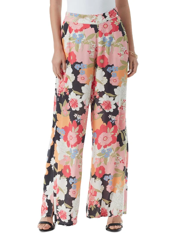 women's dress pantsWomens Floral Print Elastic Wide Leg Pants