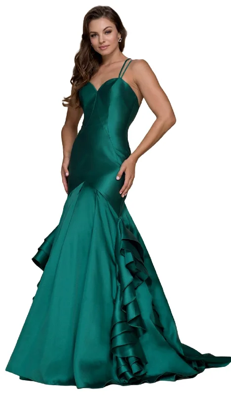 Formal Dress for GalasNox Anabel - C034PSC Double Strap Ruffle Mermaid Mikado Gown