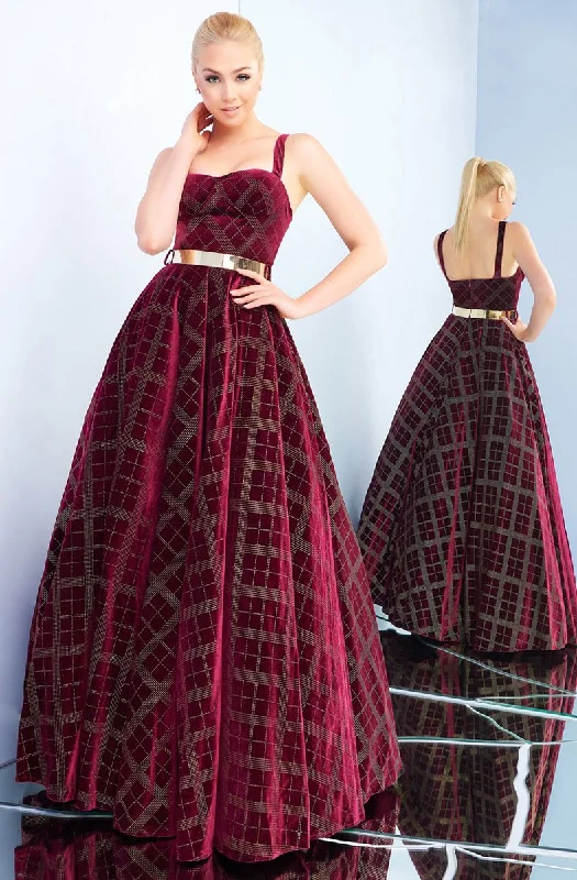 Formal Dress for Small WeddingsIeena Duggal - Velvet Plaid Ornate Ballgown 25949ISC