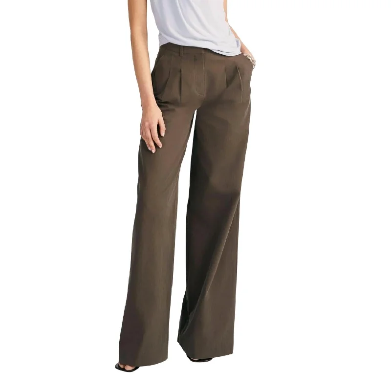 women's elegant pantsJuliana Wide Leg Pleat Front Trouser In Shitake