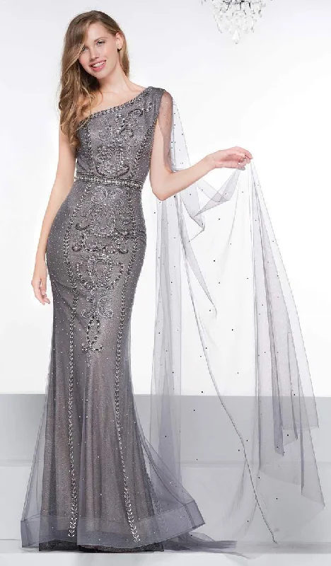 Formal Dress for Black-Tie Optional EventsColors Dress - 2058 Asymmetric Tulle Glittery Gown