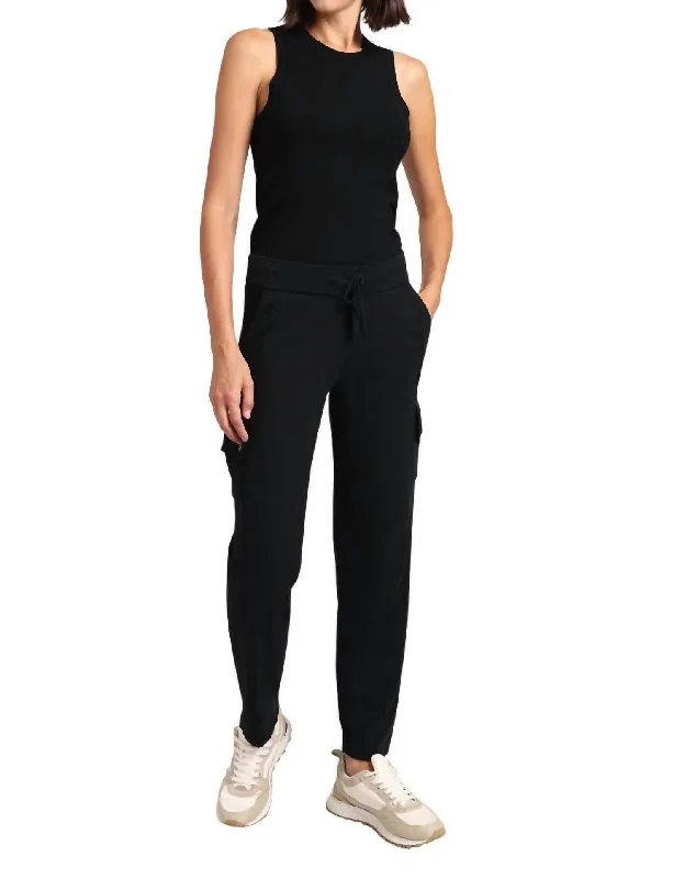 women's leggingsCotton Cashmere Cargo Pant In Black Charcoal