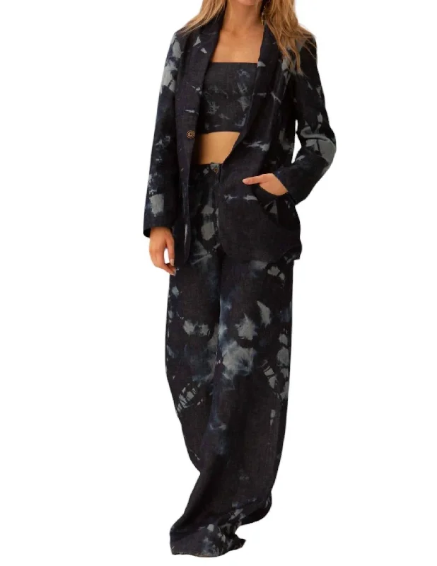 women's distressed denim pantsWave Wide Leg Pants In Demon Tie-Dye