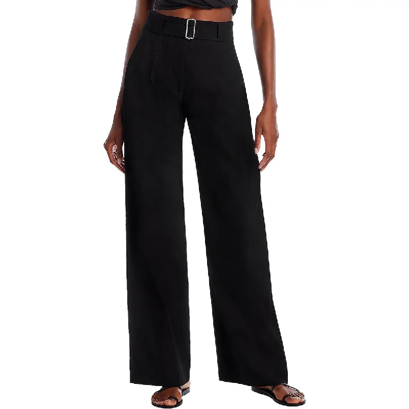 women's cropped pantsDarby Womens Linen Blen High Rise Wide Leg Pants