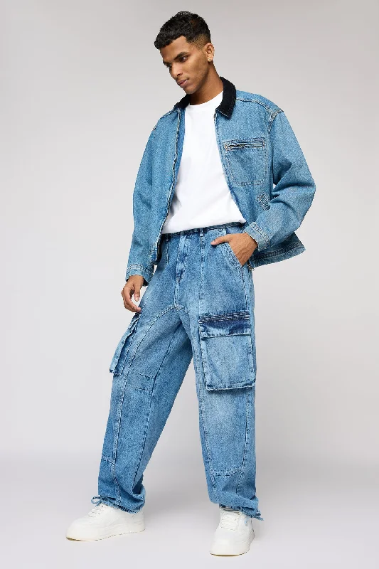 women's denim jeans with lace trimVanguard Blue Men's Utility Cargo Jeans