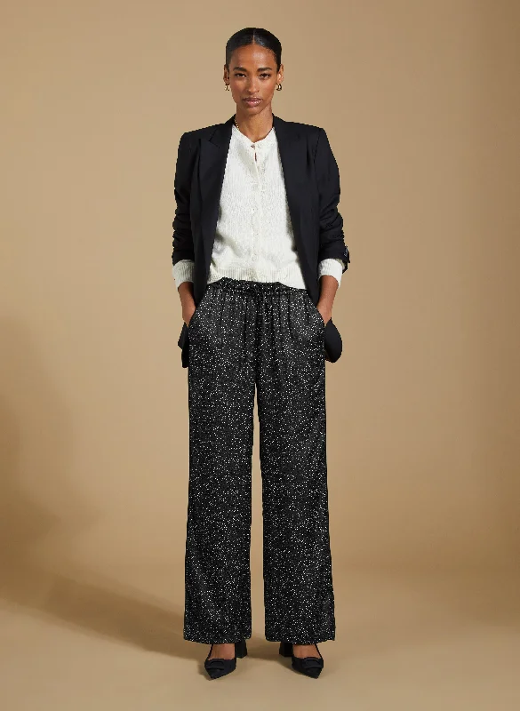 women's denim jeans for a vintage styleMandy Printed Satin Trousers